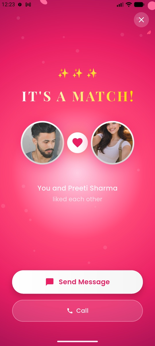 Flingo local girls dating app - It's a Match screen
